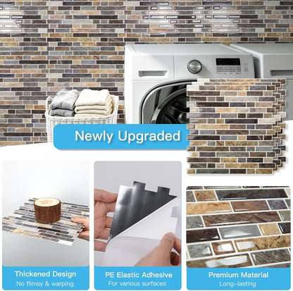Art3d 10-Sheet Heavy-Duty Peel and Stick Backsplash, Waterproof Wall Tiles Stick on Kitchen Backsplash Living Space, Beige & White