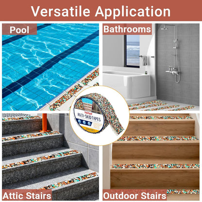 Waterproof Tape for Pools, 4" x15FT Heavy Duty Anti Slip Stair Treads Outdoor Tape Non-Slip Rubber Grip Tape Shower Strips Slip Resistant Tape Traction Tape for Stairs Showers Bathroom Trails
