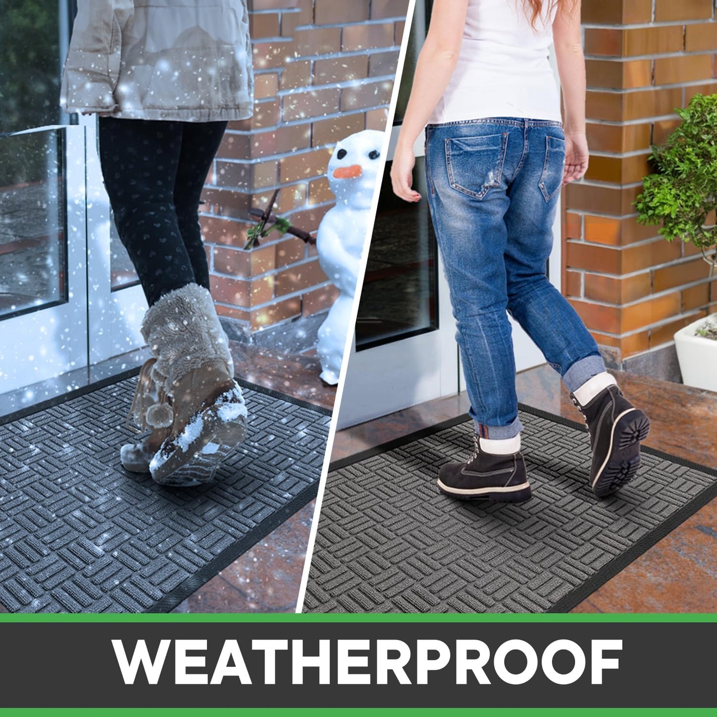 Mibao Front Door Mat, Heavy Duty Durable Welcome Mat for Outdoor Indoor, Dirt Trapper Waterproof Super Absorbent Door Mat for Entryway Outside Patio Porch, 29.5" x 17", Grey