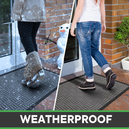 Mibao Front Door Mat, Heavy Duty Durable Welcome Mat for Outdoor Indoor, Dirt Trapper Waterproof Super Absorbent Door Mat for Entryway Outside Patio Porch, 29.5" x 17", Grey