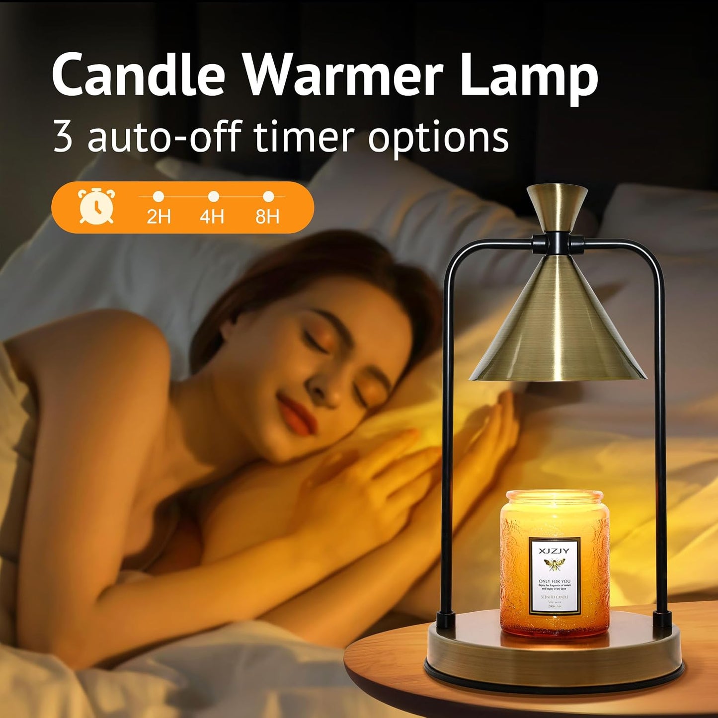XJZJY Candle Warmer Lamp with Timer Dimmer,Unique Birthday Gifts for Women Mom,House Warming Gifts New Home Room Decor,Wax melt Warmer for Scented Wax Jar Candles,Black-Large