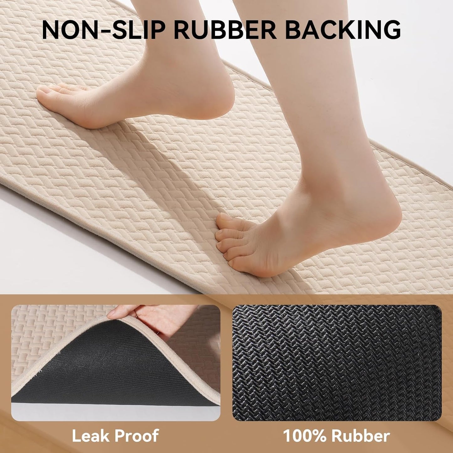 YDKGL Bathroom Rugs Non Slip, Super Absorbent Quick Dry Bath Mats for Bathroom, Foam Weave Texture Thin Bath Rugs Washable with Rubber Backing Fit Under Door Outside Shower,16" x 24“