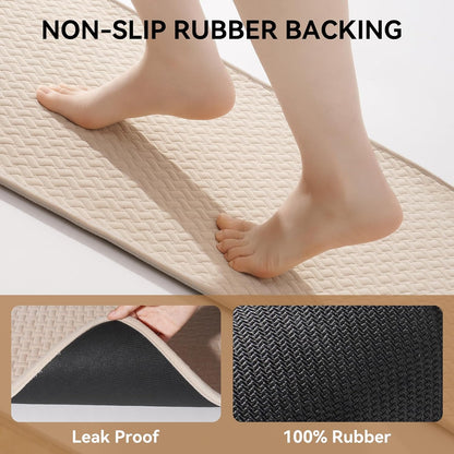 YDKGL Bathroom Rugs Non Slip, Super Absorbent Quick Dry Bath Mats for Bathroom, Foam Weave Texture Thin Bath Rugs Washable with Rubber Backing Fit Under Door Outside Shower,16" x 24“