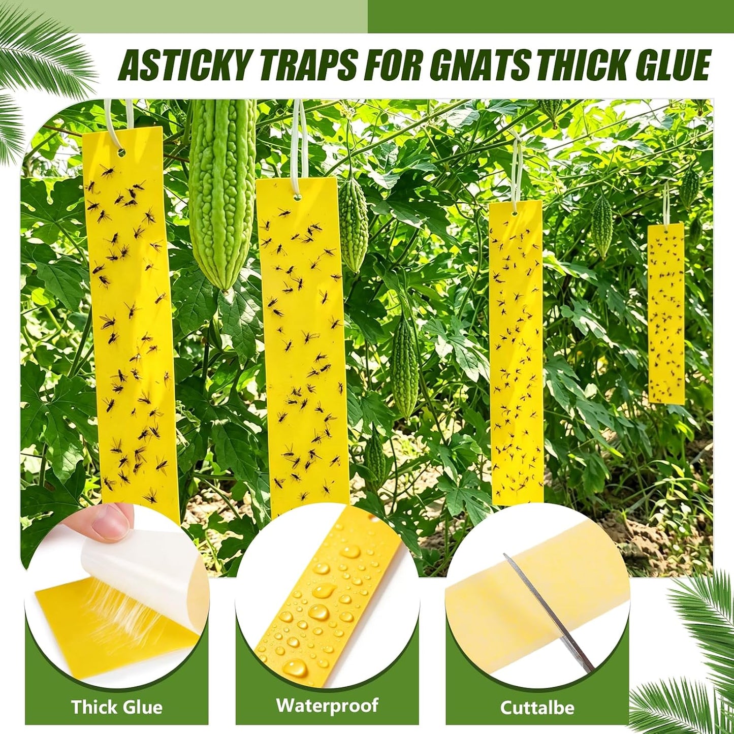 250 Pack Yellow Sticky Fly Traps for Gnats Indoor Outdoor with Twist Ties Double Sided Hanging Fly Paper Strips for Plant Insect Mosquitoes Fruit Flies Garden Farm Kitchen (2 x 10 Inch)
