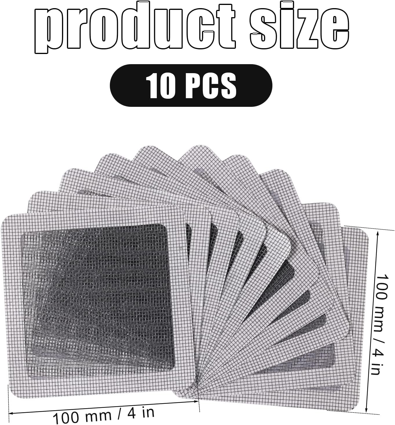 10pcs Mesh Repair Patch, Self Adhesive Window Screen Repair Kit Gray Screen Door Mesh Repair for Repairing Screen Windows Doors Tent Net(Silver)