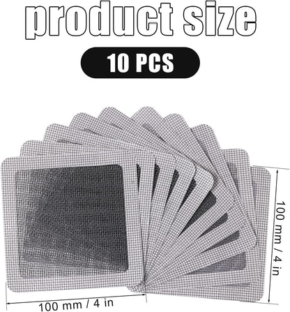 10pcs Mesh Repair Patch, Self Adhesive Window Screen Repair Kit Gray Screen Door Mesh Repair for Repairing Screen Windows Doors Tent Net(Silver)