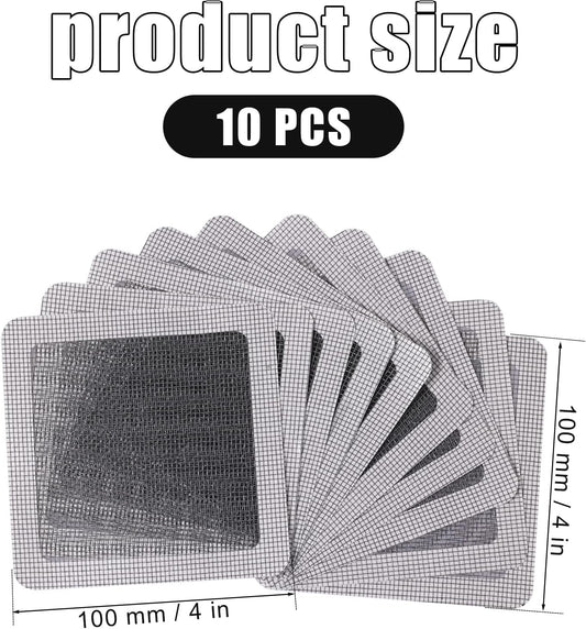 10pcs Mesh Repair Patch, Self Adhesive Window Screen Repair Kit Gray Screen Door Mesh Repair for Repairing Screen Windows Doors Tent Net(Silver)