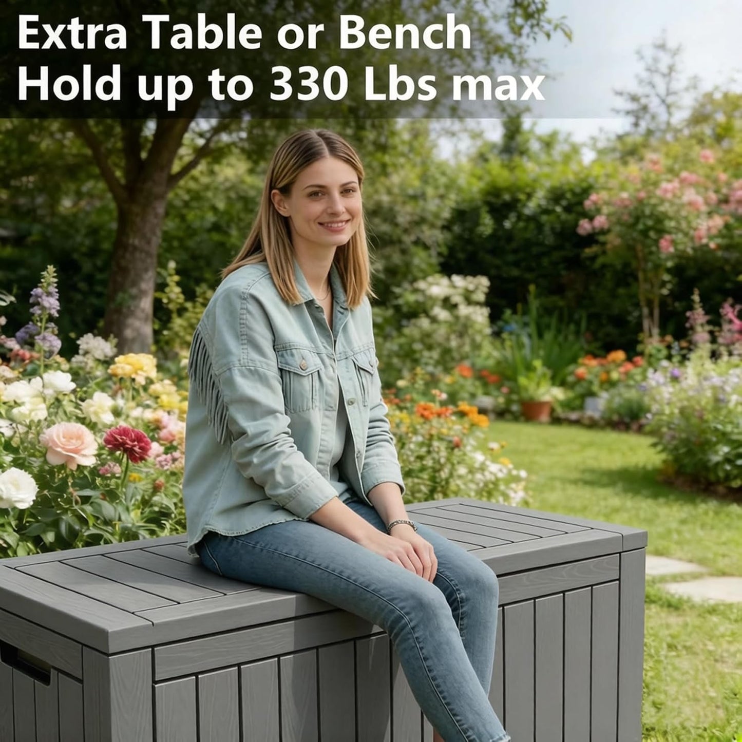 Outdoor Storage Box, 31 Gallon Resin Deck Boxes Outdoor Waterproof For Patio Furniture, Garden Tools, Pool Supplies, Lockable And UV Resistant (Rattan Gray)