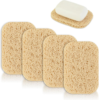 4pcs Soap Lifting Pad for Bar Soap,Beige Non-Slip Soap Saver Pads Self Draining Soap Bars Holder Pads for Kitchen Bathroom Travel Hotel Shower Cleaning Supplies