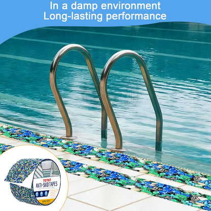 Waterproof Tape for Pools, 4" x15FT Heavy Duty Anti Slip Stair Treads Outdoor Tape Non-Slip Rubber Grip Tape Shower Strips Slip Resistant Tape Traction Tape for Stairs Showers Bathroom Trails