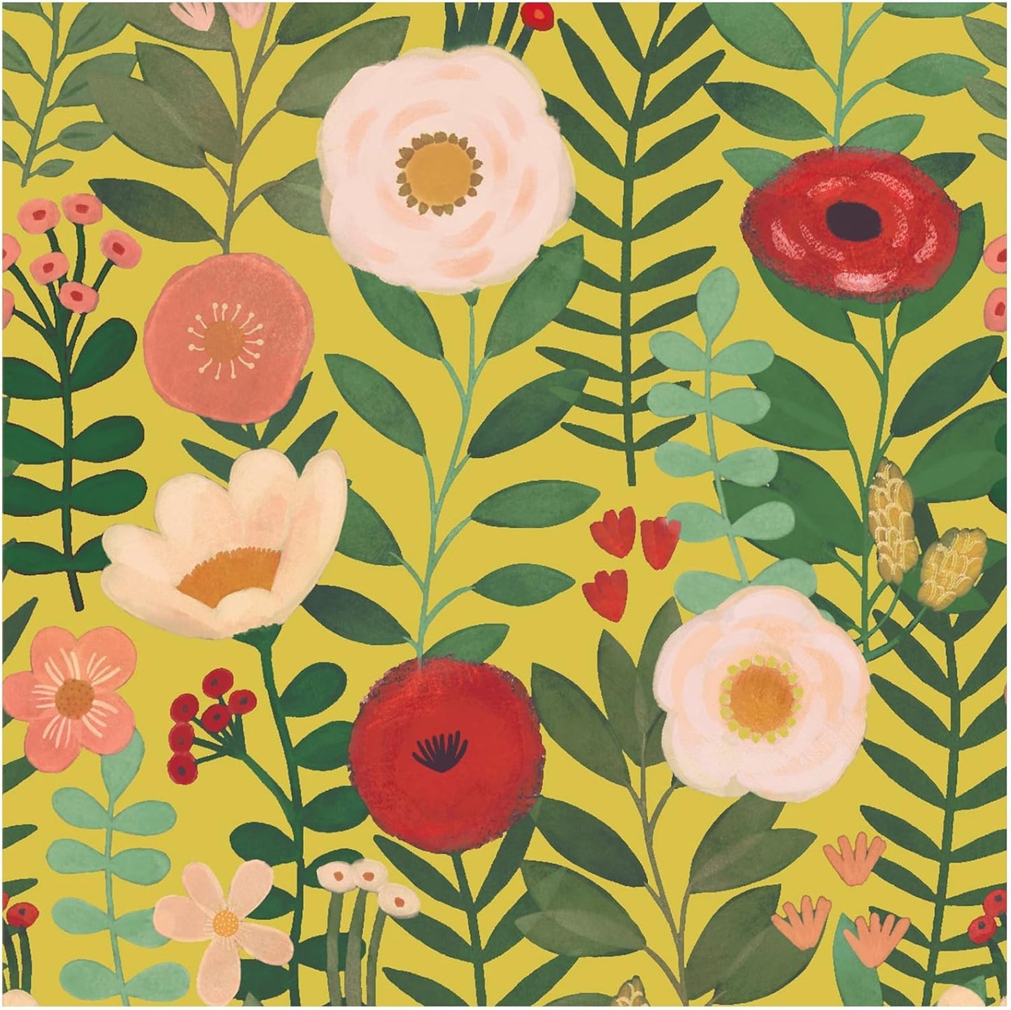HAOKHOME Floral Peel and Stick Wallpaper Boho Vintage Wall Paper Removable for Bathroom Nursery Beige/Pink/Red Contact Paper 17.3in x 9.8ft