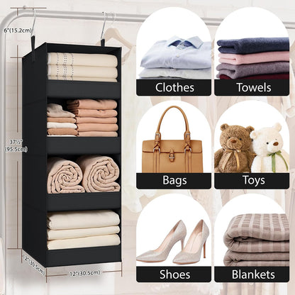 GRANNY SAYS 3-Shelf Hanging Closet Organizer and Storage, Collapsible Hanging Closet Shelves, Hanging Organizer for Closet & RV, Gray, 29 ½" H X 12" W X 12" D, 1-Pack