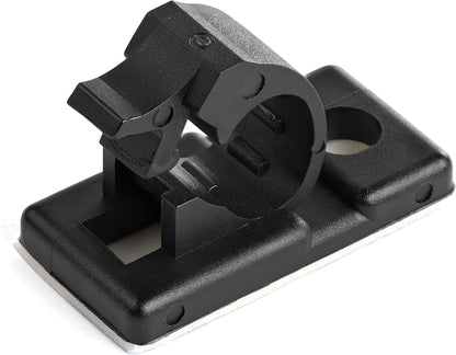 StarTech 100 Adhesive Cable Management Clips, Black, TAA, Sticky (CBMCC2) | Nylon Self Adhesive Clamp UL/94V-2 Fire Rated, Network/Ethernet/Office Desk/Computer Cord Organizer, Wire Holders