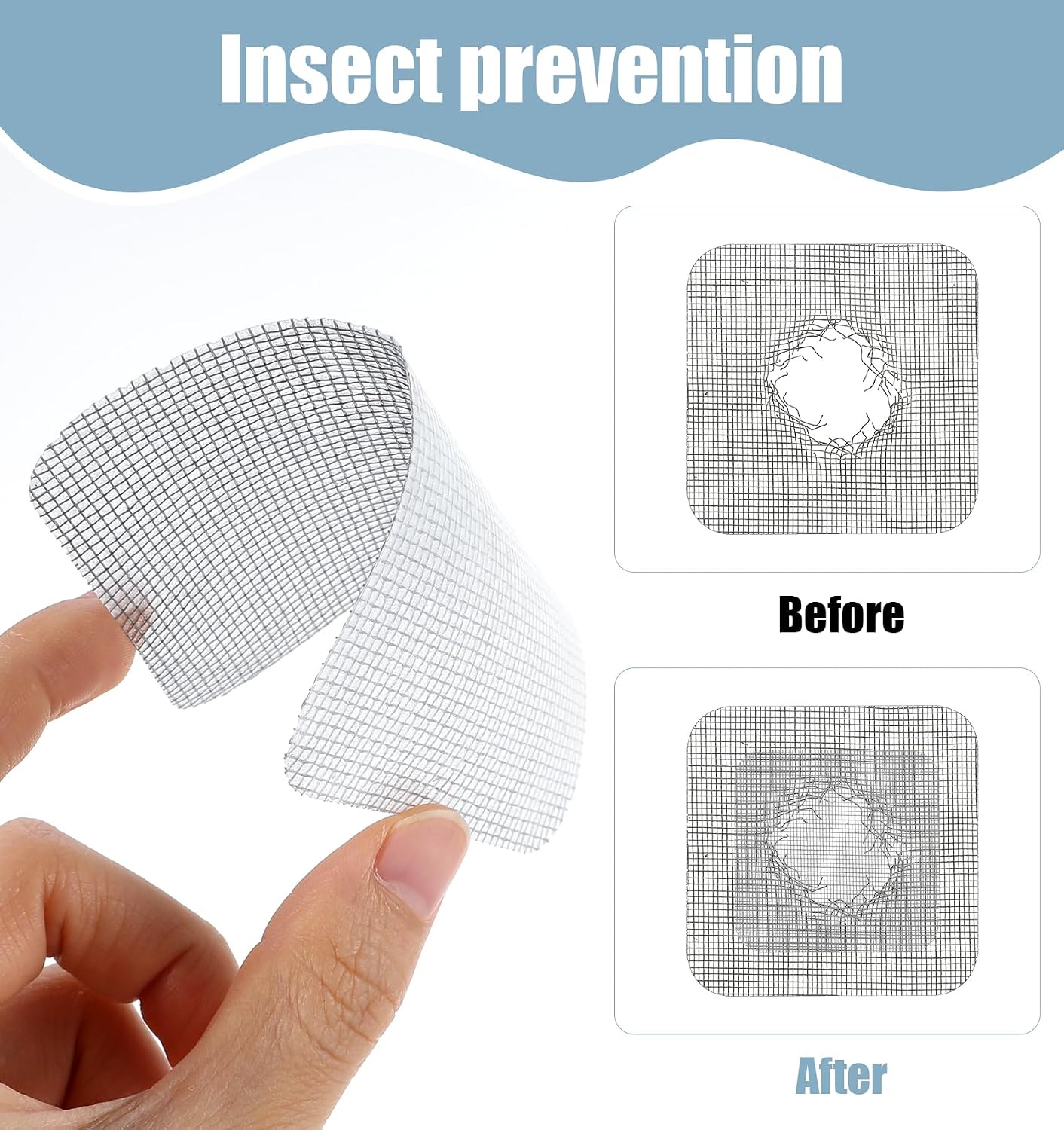 20 Pcs Screen Patches Self Adhesive, 4 x 4 Inches Stainless Steel Screen Repair Patches Kit for Window & Door Tears, Silver Rustproof Mesh Tape