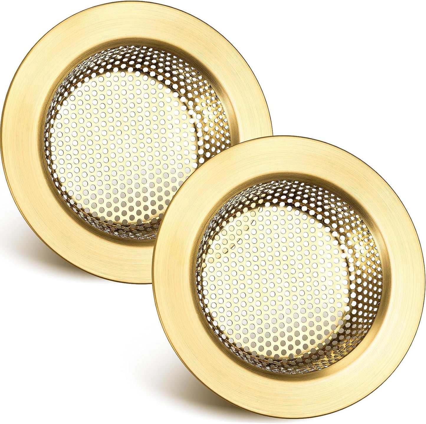 Retisee 2 Pcs Sink Strainer Stainless Steel Kitchen Sink Drain Strainer Basket Cover Mesh Hair Food Catcher, Large Wide Rim of 4.4 Diameter(Brushed Silver)