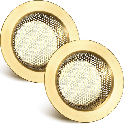 Retisee 2 Pcs Sink Strainer Stainless Steel Kitchen Sink Drain Strainer Basket Cover Mesh Hair Food Catcher, Large Wide Rim of 4.4 Diameter(Brushed Silver)