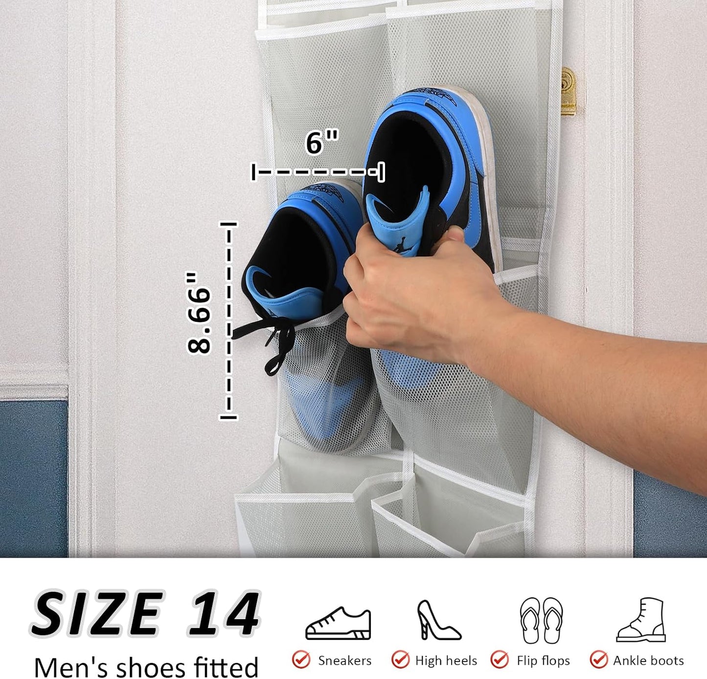 GOMAJI 2PK 12 Large Pockets Over Door Hanging Shoe Organizer