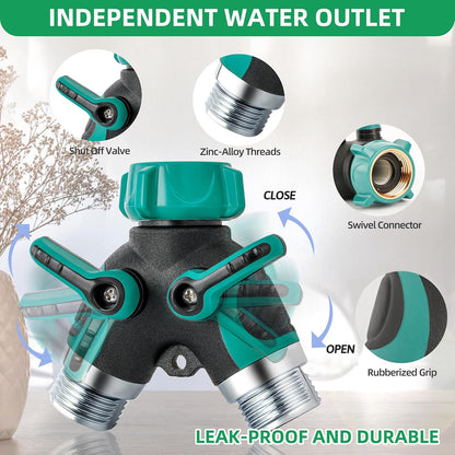 LUCDNC Garden Hose Splitter 2 Way 3/4 Inch Faucet Y Connector With Shut Off Valve,Garden Supplies Water Hose Splitter Adapter For Indoor Outdoor Faucets