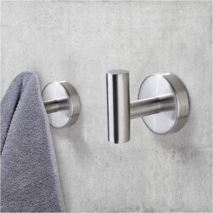 Bntuk Adhesive Hooks Heavy Duty Wall Hooks Stainless Steel Waterproof Shower Hook, Adhesive Holder Coat Hook for Hanging, Wall Mounted Towel Hooks for Bathroom Glass Window- 2 Pack