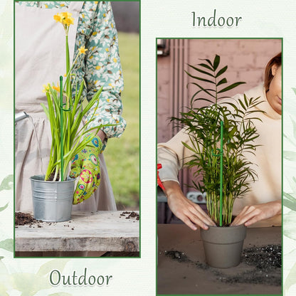 Plant Stakes, 20 Pcs Plant Sticks Stakes Support, Garden Stake Pole with Clips, Adjustable Plant Support with 20 Rings and 10 Connectors for Indoor and Outdoor Plants