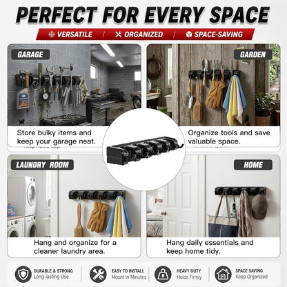 HYRIXDIRECT Broom Hanger Wall Mount, Broom and Mop Organizer Wall Hanging for Garage and Laundry Room