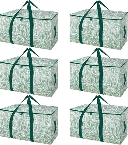 BALEINE 6-Pack Oversized Moving Bags with Reinforced Handles, Heavy-Duty Storage Tote for Clothes, Moving Supplies (Clear, 6-Pack)