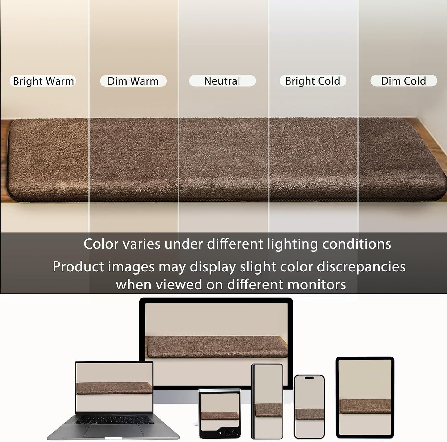 PURE ERA Carpet Stair Treads Ultra Plush 9.5" X 30"Soft Bullnose Indoor Stair Protectors Pet-Friendly Non-Slip Skid Resistant Tape Free Washable Reusable(2 Pieces,Brown)