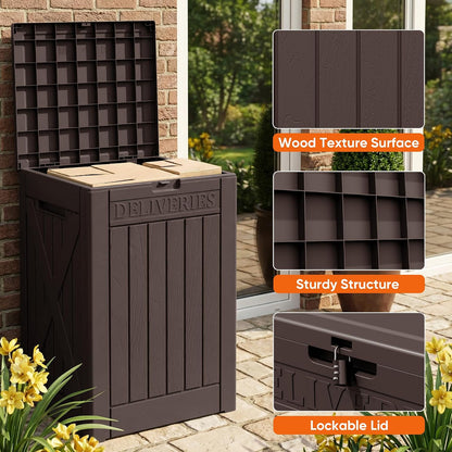 Flamaker Resin Deck Box 120 Gallon Waterproof Large Outdoor Indoor Storage Box Imitation Wood Resin for Patio Furniture Garden Tools and Pool (Black)