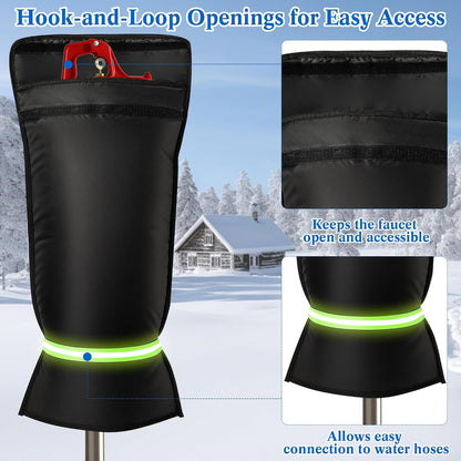 Outdoor Faucet Cover for RV Park Water Spigot, 35"H x 15"W Insulated Outside Faucet Cover Freeze Protection for Winter & Summer, Reusable Long Faucet Sock Fit for Yard Hydrant Hose Bib,Black
