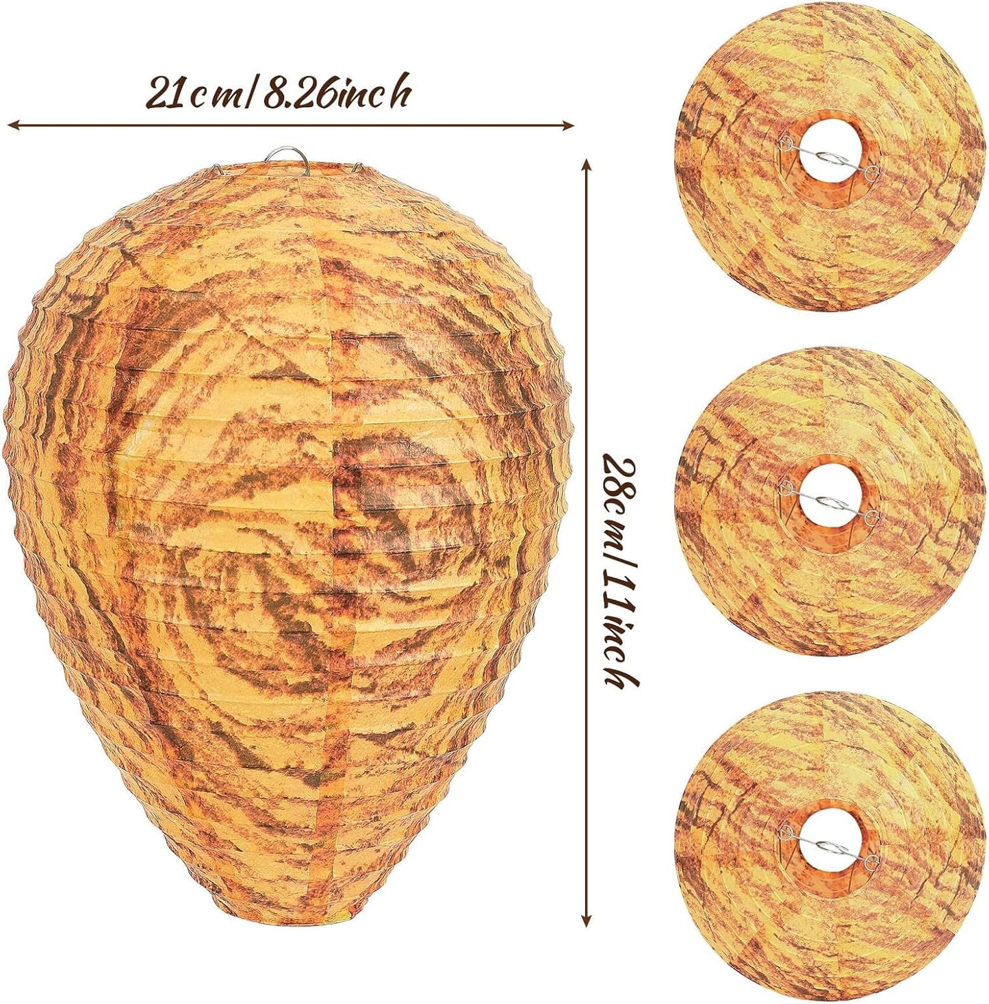 DECYOOL 2 Pack Fake Wasp Nest Decoy Outdoor Waterproof Material | Waterproof Material, Eaves/Garbage/Pool Areas, Territorial Hive Mimicry, Includes 2 Hanging Ropes for Easy Setup