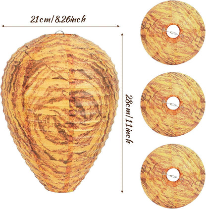 DECYOOL 2 Pack Fake Wasp Nest Decoy Outdoor Waterproof Material | Waterproof Material, Eaves/Garbage/Pool Areas, Territorial Hive Mimicry, Includes 2 Hanging Ropes for Easy Setup