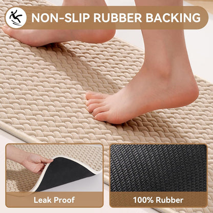 YDKGL Bathroom Rugs Non Slip, Super Absorbent Quick Dry Bath Mats for Bathroom, Foam Weave Texture Thin Bath Rugs Washable with Rubber Backing Fit Under Door Outside Shower,16" x 24“