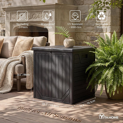 YITAHOME 100 Gallon Large Outdoor Deck Box | Waterproof Resin Storage Box, Lockable Indoor Outdoor Storage Container for Patio Furniture Cushions, Pool Accessories