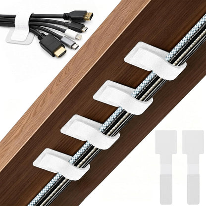 80 PCS Hook and Loop Cable Ties, Self Adhesive Cable Management Straps, Reusable Cord and Wire Organizer Clips for Under Desk, Computer, TV, Gaming Setup, Home Office and Kitchen, Black and White