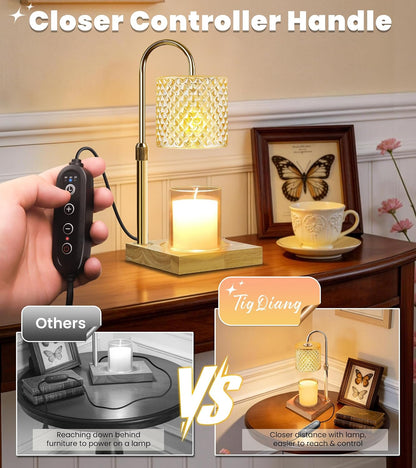 TigQiang Candle Warmer Lamp with Timer Dimmer, Birthday Gifts for Women Mom, House Warming Gifts, Elegant New Home Decor, Wax Warmer for Jar Candles, Heater Lamp for Scented Wax, Clear Glass