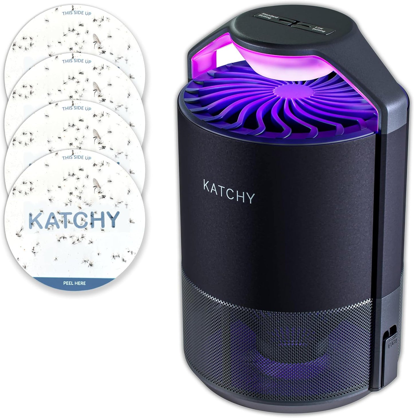 The Original Katchy Indoor Insect Trap - Fan Powered with UV Light - Fruit Fly Traps for Indoors - for Fruit Flies, Gnats, Mosquitoes, Moths (Black)