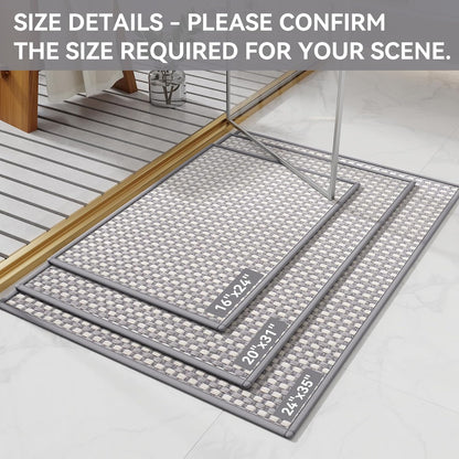 YDKGL Non Slip Bath Mat, Rubber Backing Ultra Thin Bathroom Rugs Fit Under Door Quick Dry Super Absorbent Washable Bath Rug Shower Mat for Bathroom Floor Bathtub Shower Sink, Easy Care Blue 16"x 24"
