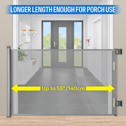 Retractable Baby Gate for Stairs & Doorways, 33" Tall Extends to 71" Wide | Extra Wide Safety Kid Pet Gate, Mesh Dog Gate for Indoor,Outdoor, Hallways One-Handed Operation, Easy Install(33”x71”-Black)