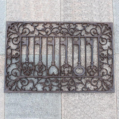 GTPBAO Front Door Shoe Scraper Mat, Outdoor Cast Iron Door Mat, Non-Slip Boot Cleaning Mat for Lawn Panel Warehouse, Sign with Keys