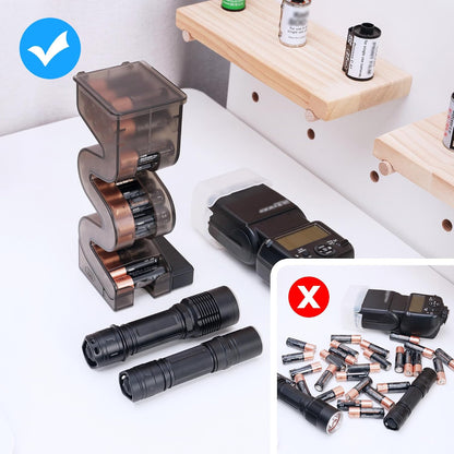 KIWIFOTOS 27 AA + 35 AAA Combo Battery Case Set with Tester | 62 PCS AA AAA Battery storage, Pegboard compatible, Wall Mount Battery Organizer Dispenser, magnetic tester, no‑assembly