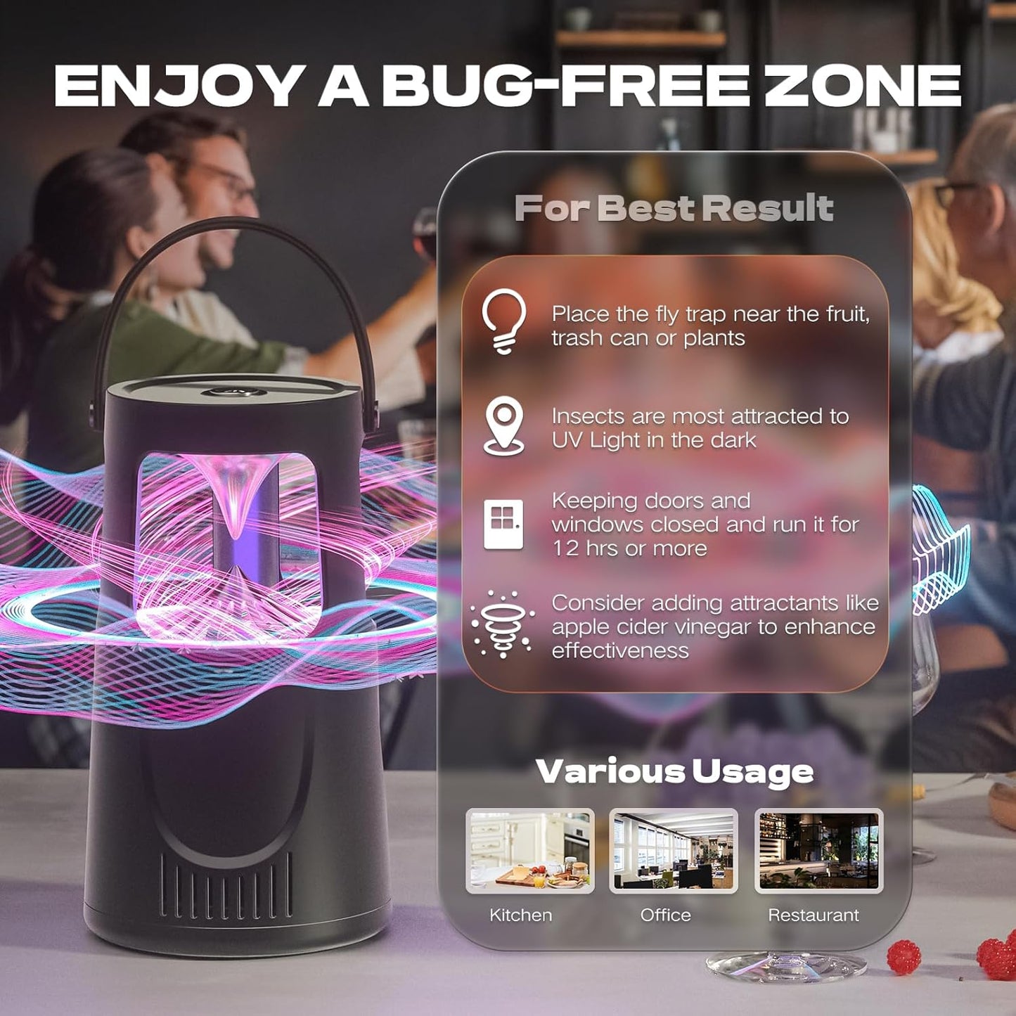 Fly Traps Indoor, Fruit Fly Trap for Home, Flying Insect Trap with Suction, Mosquito Traps Indoor & 10 Pcs Sticky Glue Boards, Gnat Traps for House Indoor