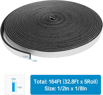 DGSL Foam Insulation Tape, 1/2In x 1/4In x 33Ft Weather Stripping Door Seal Strip for Doors and Windows,Sliding Door,Sound Proof Soundproofing Door Seal,Weatherstrip,Air Conditioning Seal Strip