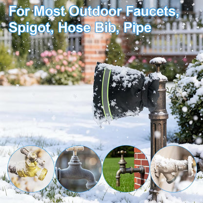 Outdoor Faucet Covers for Winter, 6.3" W 9.8" H Patio Winterizing, Reusable Waterproof Insulated Spigot Backflow Cover for Freeze Protection (Black-4Pack)