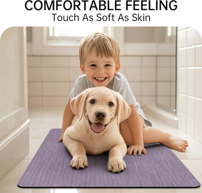 Mecko Bath Mat Rug, Rubber Non-Slip Quick Dry Absorbent Thin Bathroom Rugs Fit Under Door Bathroom Floor Mats-Shower Rug for in Front of Bathtub, Sink, Shower Room(Light Grey,16"x24")