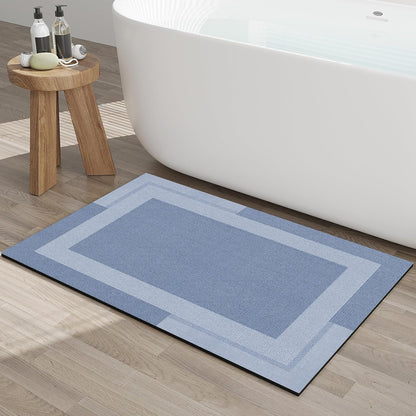 YDKGL Non Slip Bath Mat, Rubber Backing Ultra Thin Bathroom Rugs Fit Under Door Quick Dry Super Absorbent Washable Bath Rug Shower Mat for Bathroom Floor Bathtub Shower Sink, Easy Care Blue 16"x 24"