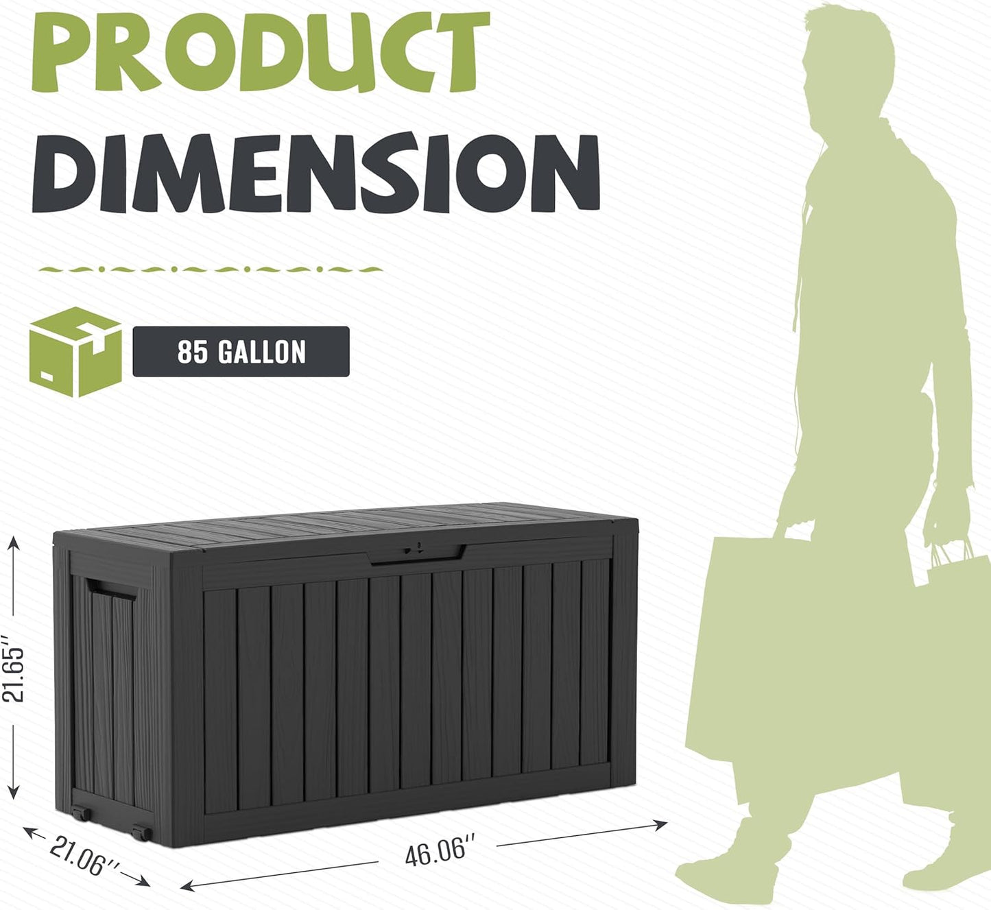 85 Gallon Package Delivery Boxes Outside Secure Waterproof Resin UV Resistant Lockable Mail Parcel Drop Mailbox Storage Deck Box for Outdoor Porch Patio Black