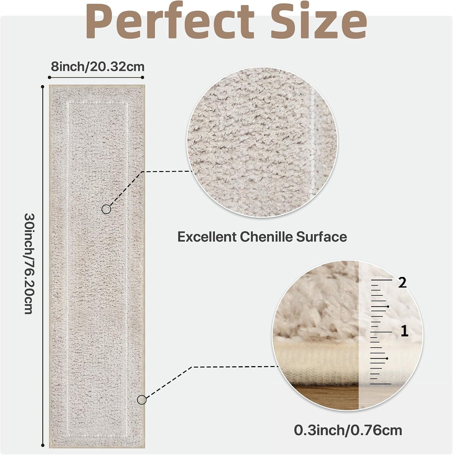 sarben Non Slip Stair Treads for Wooden Steps 15PCS - 8"x30" Indoor Safety Carpet, Edging Mats with TPE Adhesive Backing, Pet and Elderly Friendly Stair Rugs (Taupe) - Colors B