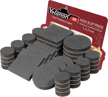 Yelanon Non Slip Furniture Pads -12pcs 4" Furniture Grippers Hardwood Floors, Non Skid for Furniture Legs,Self Adhesive Rubber Feet, Anti Slide Furniture Floors Protectors for Keep Couch Stoppers
