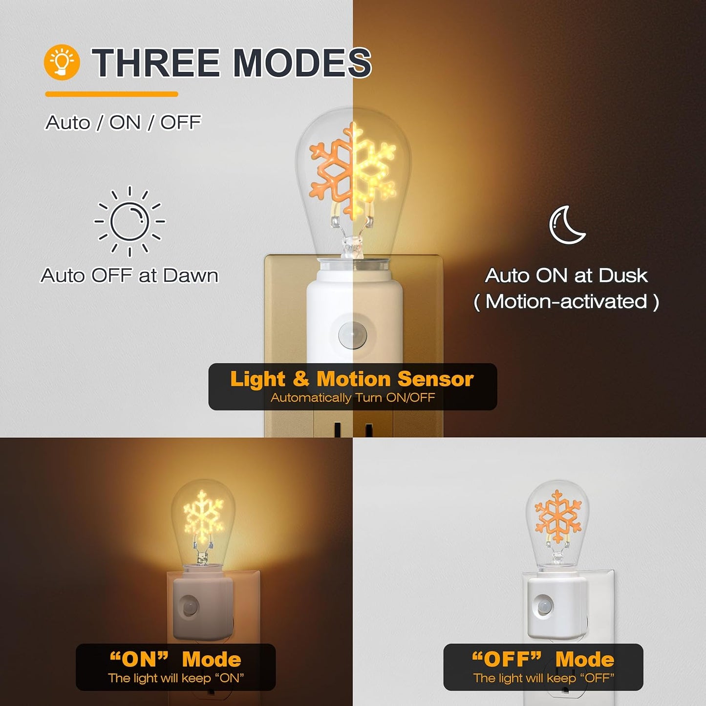 LED Motion Sensor Night Light, [1 Pack] Motion Activated Night Light, 2200K Amber, Adjustable Brightness, Motion Sensor Light Indoor Plug in for Nursery, Kids, Bedroom, Bathroom Nightlight