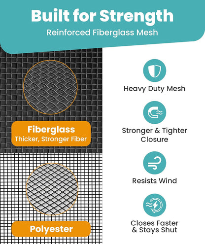 Flux Phenom Magnetic Screen Door - Bugs Out, Breeze in - 9min Install Auto-Sealing Heavy Duty Double Stitched Mesh, 52 Magnets, Hands Free Sliding & Patio Doors Net, Pet & Kid Friendly, 38 x 82 Inch